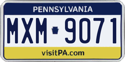 PA license plate MXM9071