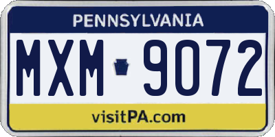 PA license plate MXM9072