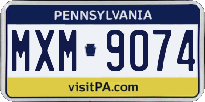 PA license plate MXM9074