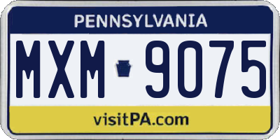 PA license plate MXM9075
