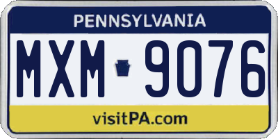 PA license plate MXM9076