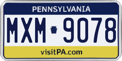 PA license plate MXM9078