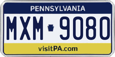 PA license plate MXM9080