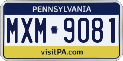 PA license plate MXM9081