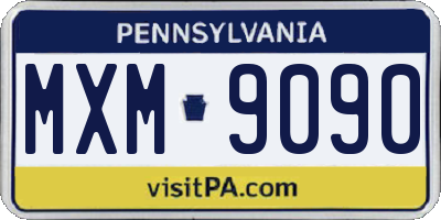 PA license plate MXM9090
