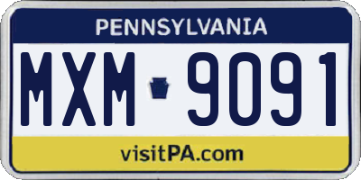 PA license plate MXM9091