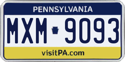 PA license plate MXM9093