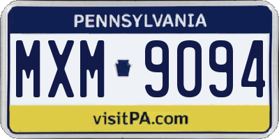 PA license plate MXM9094