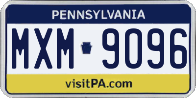 PA license plate MXM9096