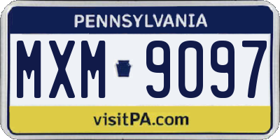 PA license plate MXM9097