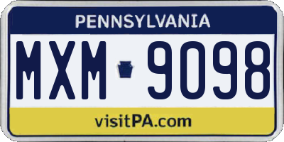 PA license plate MXM9098