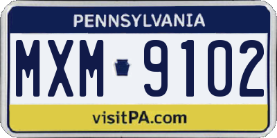 PA license plate MXM9102