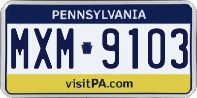 PA license plate MXM9103