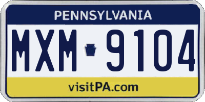 PA license plate MXM9104