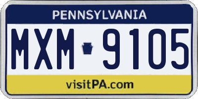 PA license plate MXM9105