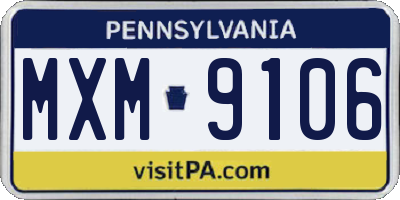 PA license plate MXM9106
