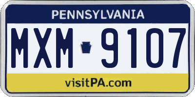 PA license plate MXM9107