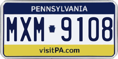 PA license plate MXM9108