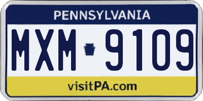 PA license plate MXM9109