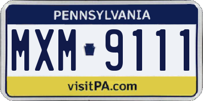 PA license plate MXM9111