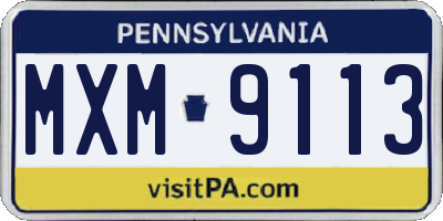 PA license plate MXM9113