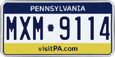 PA license plate MXM9114