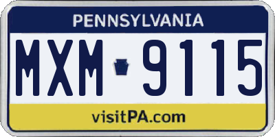 PA license plate MXM9115