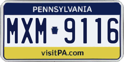PA license plate MXM9116