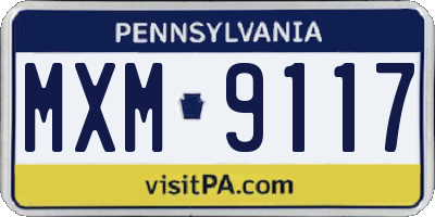 PA license plate MXM9117
