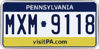 PA license plate MXM9118