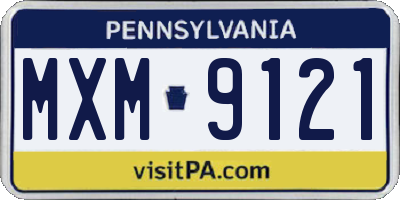 PA license plate MXM9121