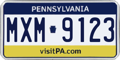 PA license plate MXM9123