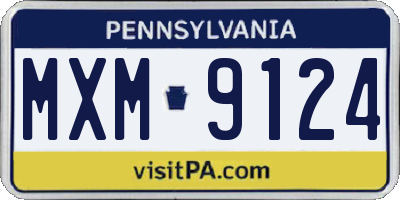 PA license plate MXM9124