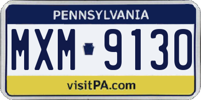 PA license plate MXM9130