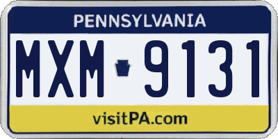 PA license plate MXM9131