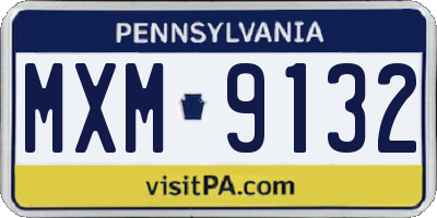 PA license plate MXM9132