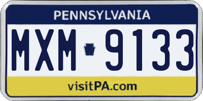 PA license plate MXM9133