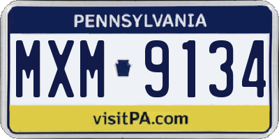 PA license plate MXM9134