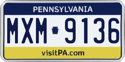 PA license plate MXM9136