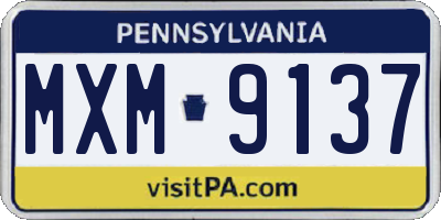 PA license plate MXM9137