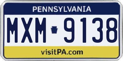 PA license plate MXM9138