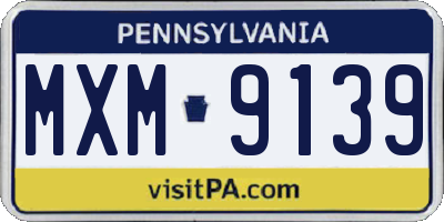 PA license plate MXM9139