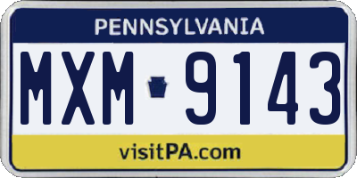 PA license plate MXM9143