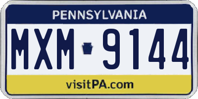 PA license plate MXM9144