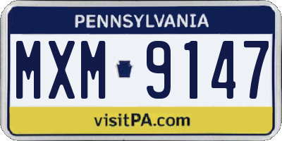 PA license plate MXM9147