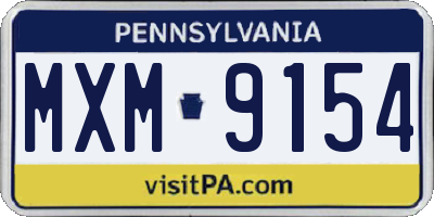 PA license plate MXM9154