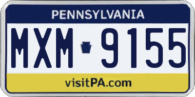 PA license plate MXM9155