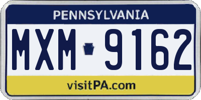 PA license plate MXM9162