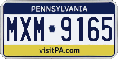 PA license plate MXM9165