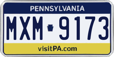 PA license plate MXM9173